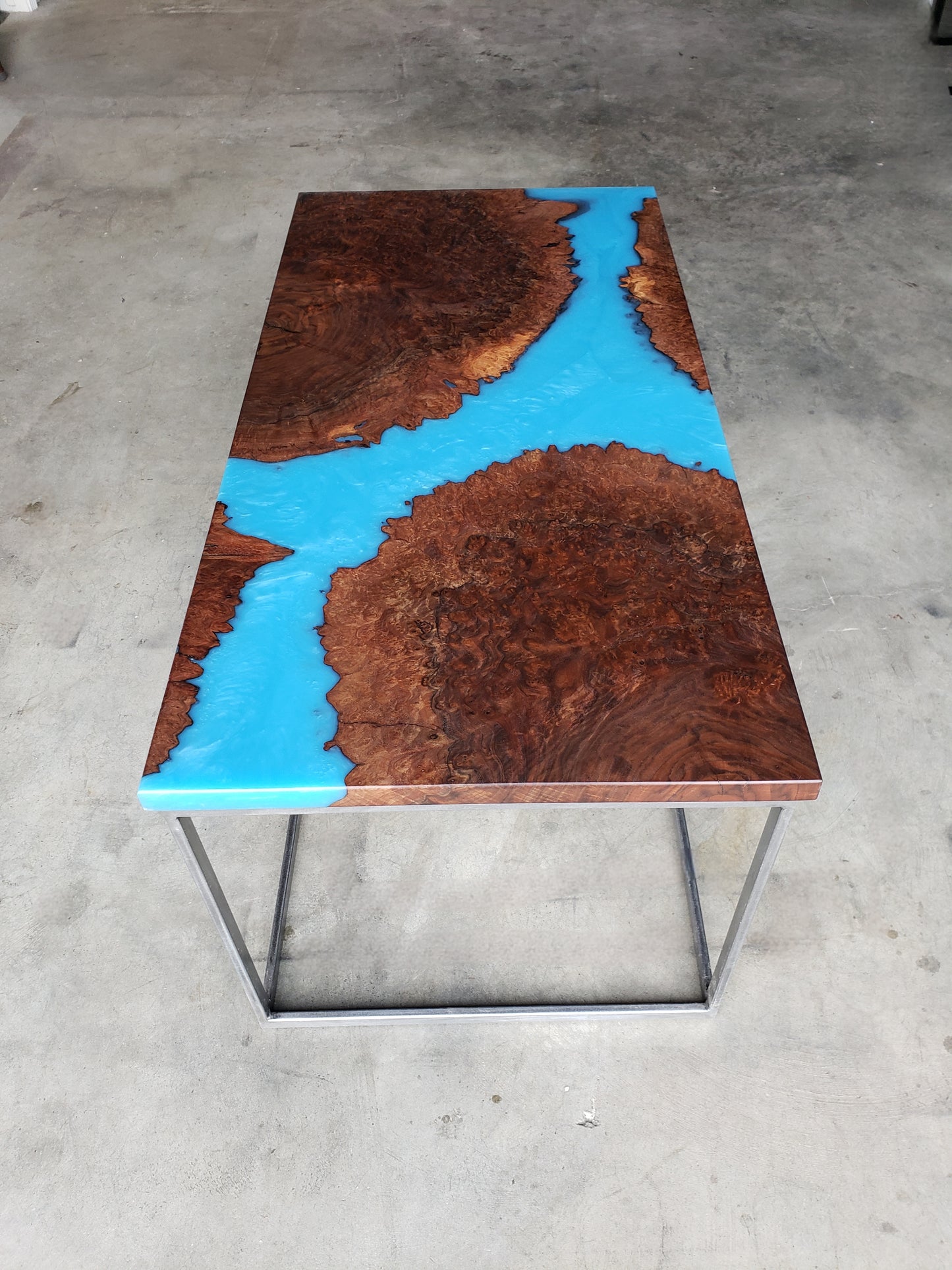 Claro Walnut Coffee Table with Multi-Blue River