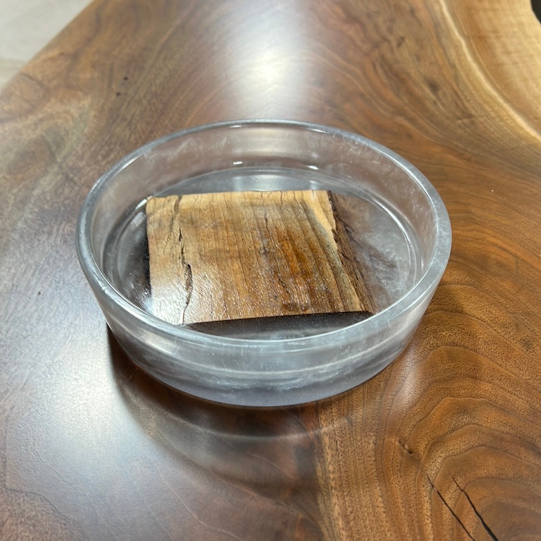 6.75” Dolphin Grey Epoxy Bowl with Black Walnut Block