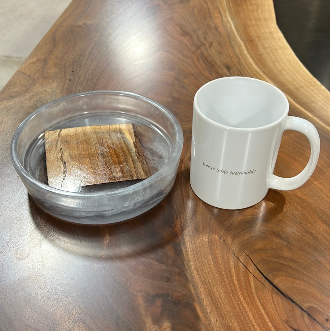6.75” Dolphin Grey Epoxy Bowl with Black Walnut Block