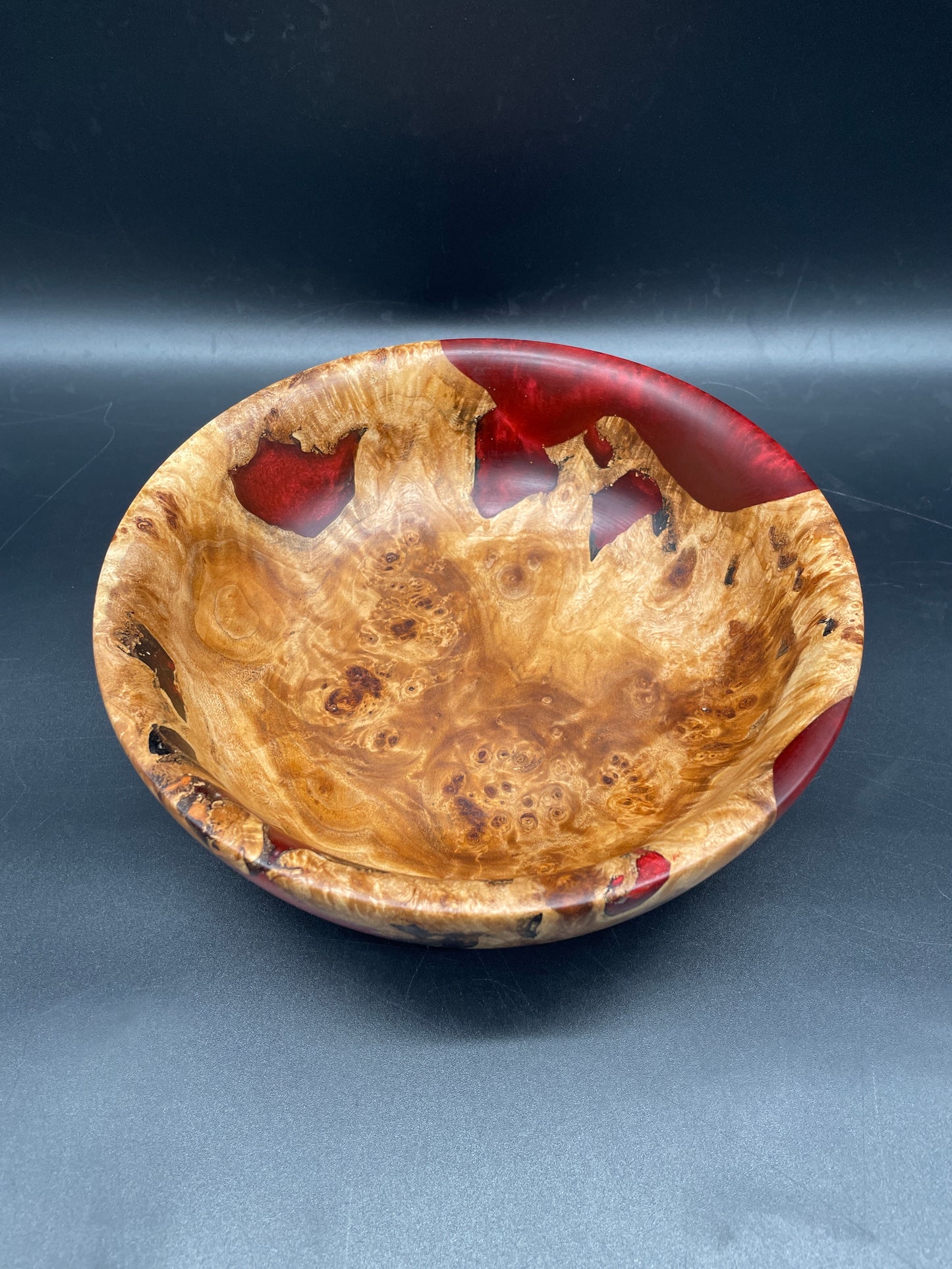 California Cottonwood Bowl with Red Epoxy
