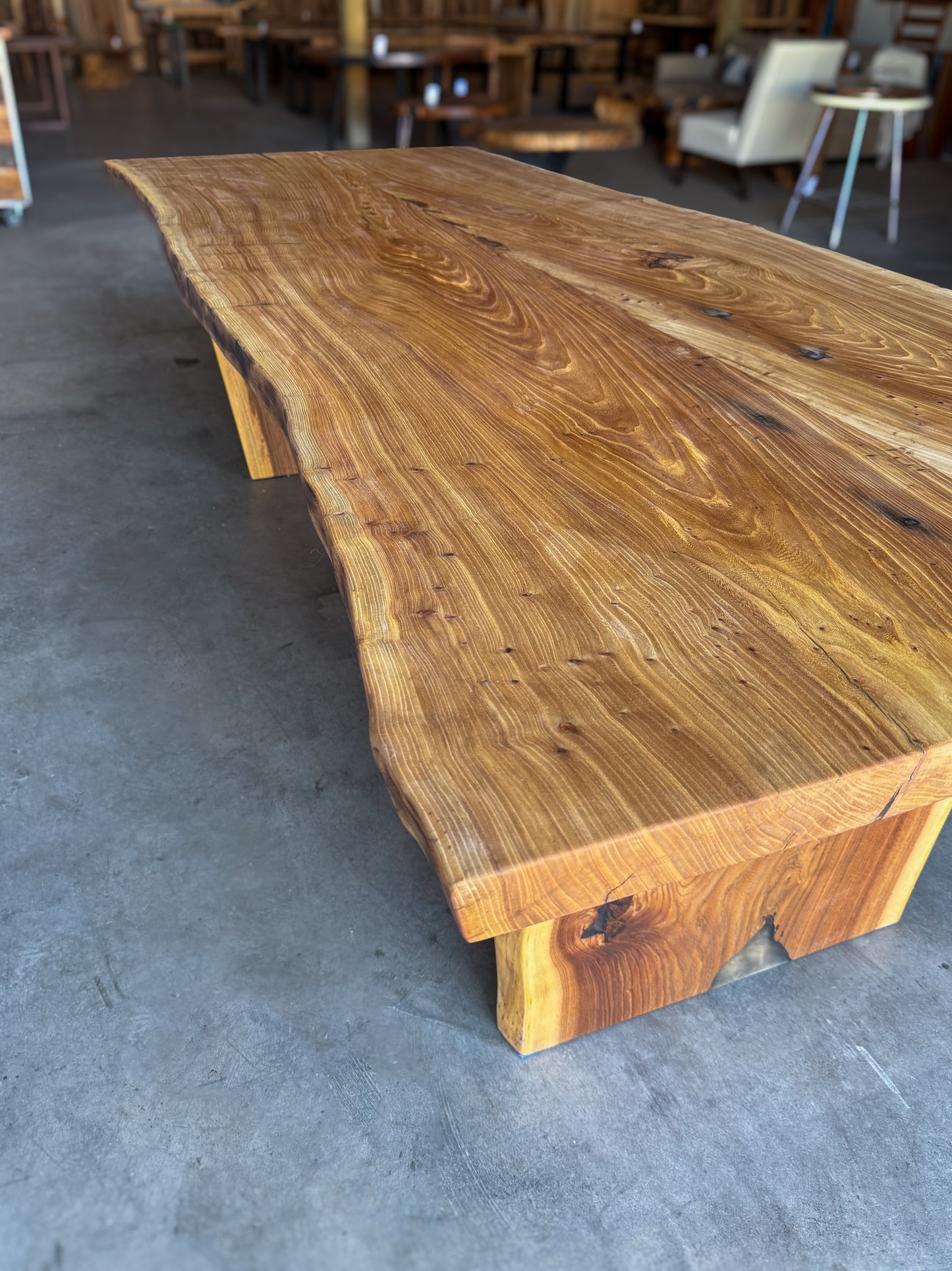 Live Edge Siberian Elm Slab Dining Table