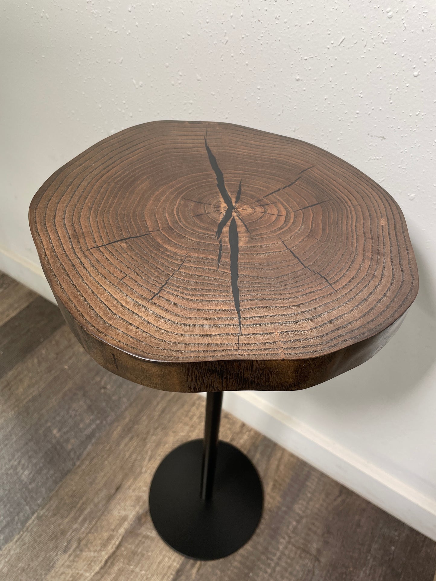 Solid Locust Cookie Cocktail Table w/ Black Resin