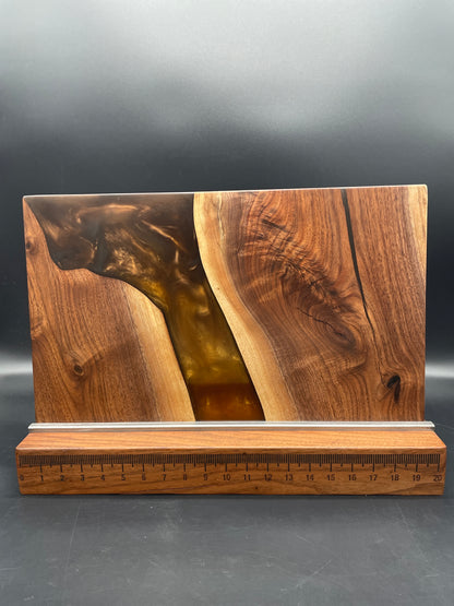 12" x 20" Black Walnut Wood & Espresso Epoxy Resin River Charcuterie Board