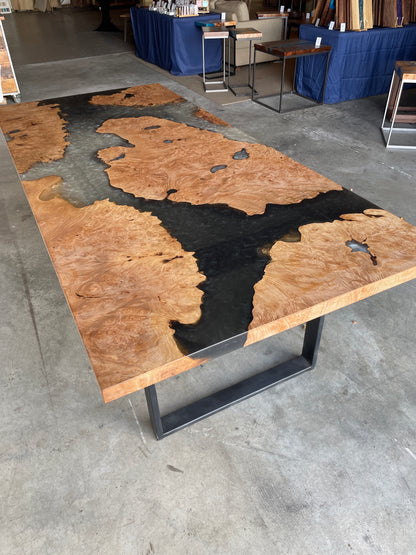 Encased Maple Burl Art Dining Table