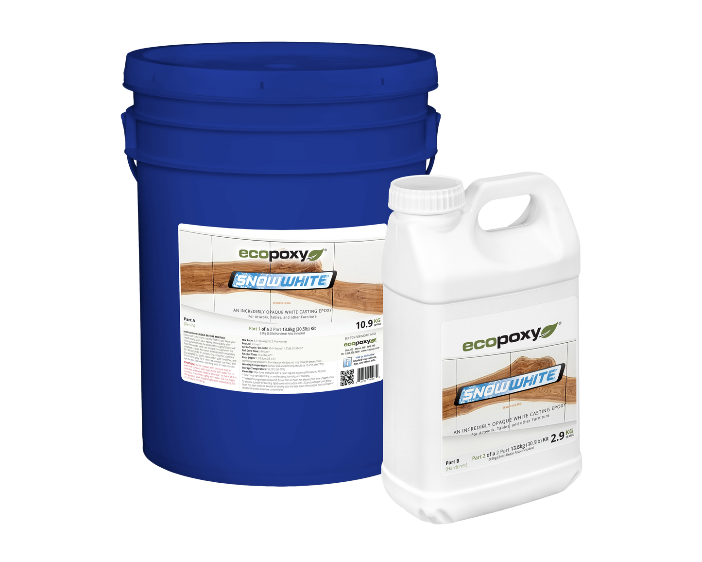 Ecopoxy SnowWhite Epoxy (15 Liter Kit)