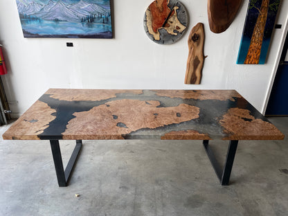 Encased Maple Burl Art Dining Table