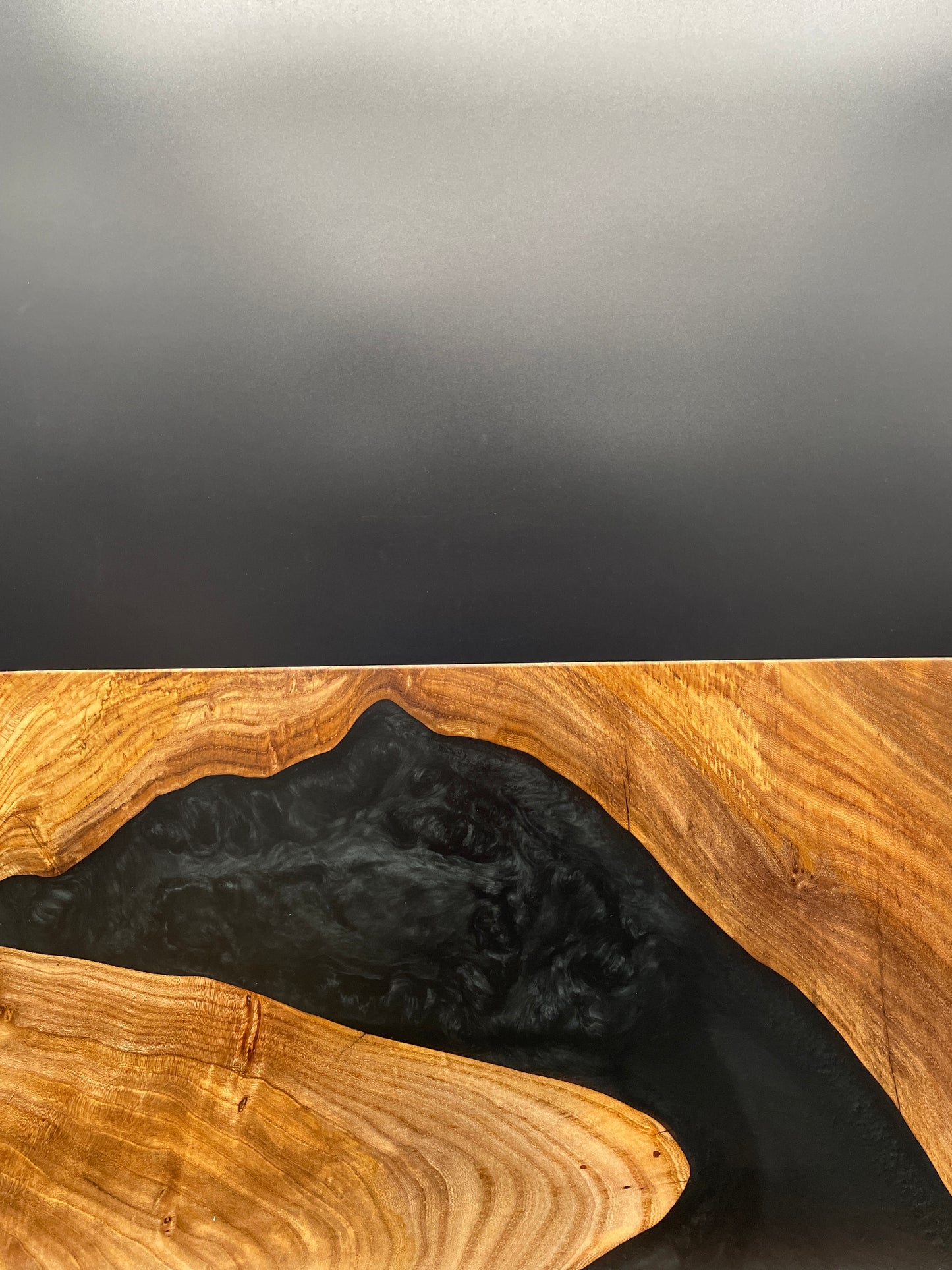 12" x 20" American Elm Wood & Black Epoxy Resin River Charcuterie Board