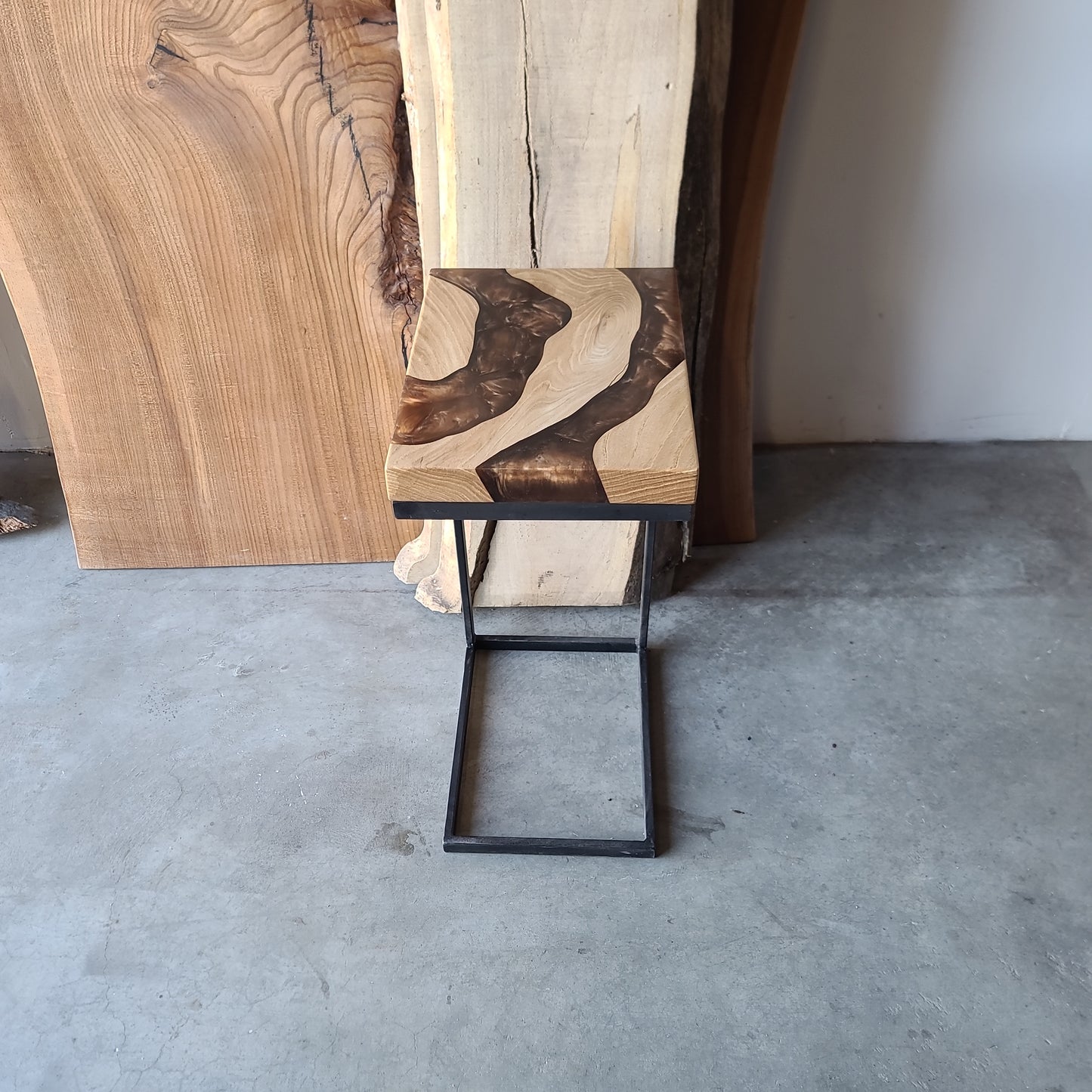 American Elm and Copper Epoxy River C-Table