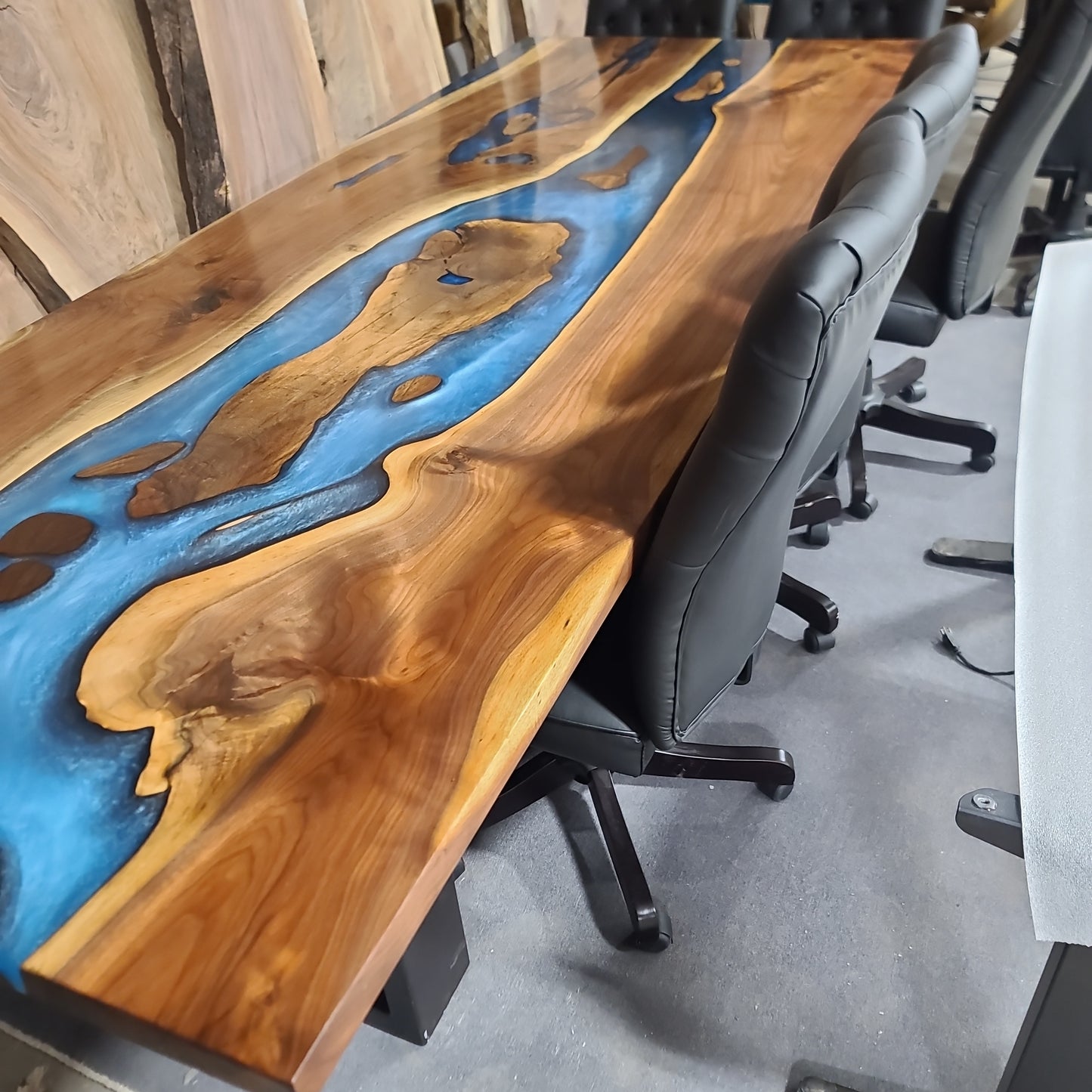 Black Walnut and Multi-Blue River Conference Table