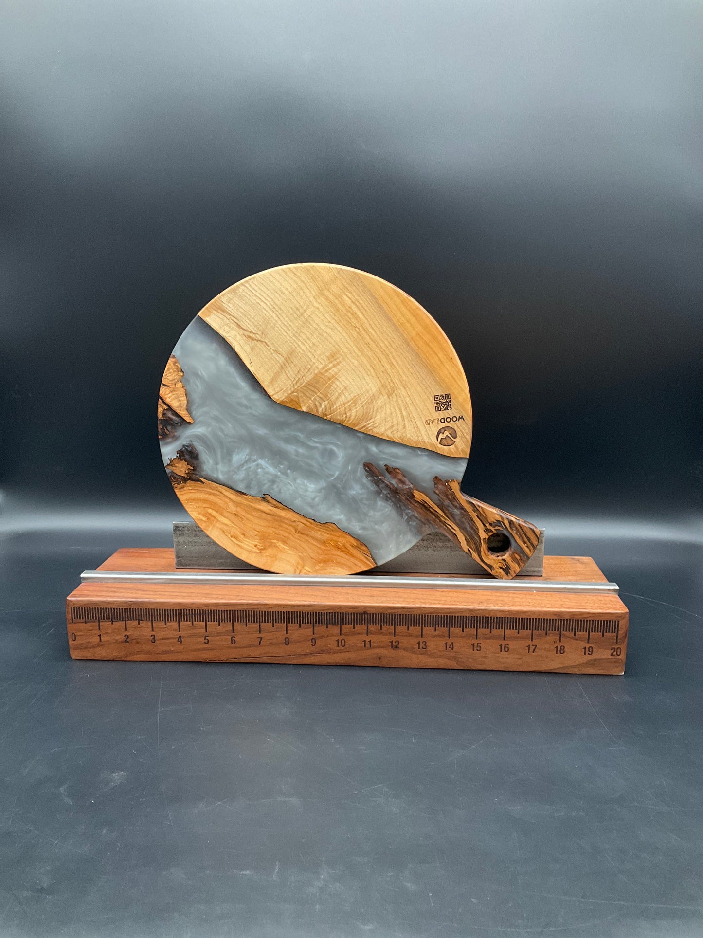 12" Round Handled Spalted Maple Hardwood Charcuterie Board