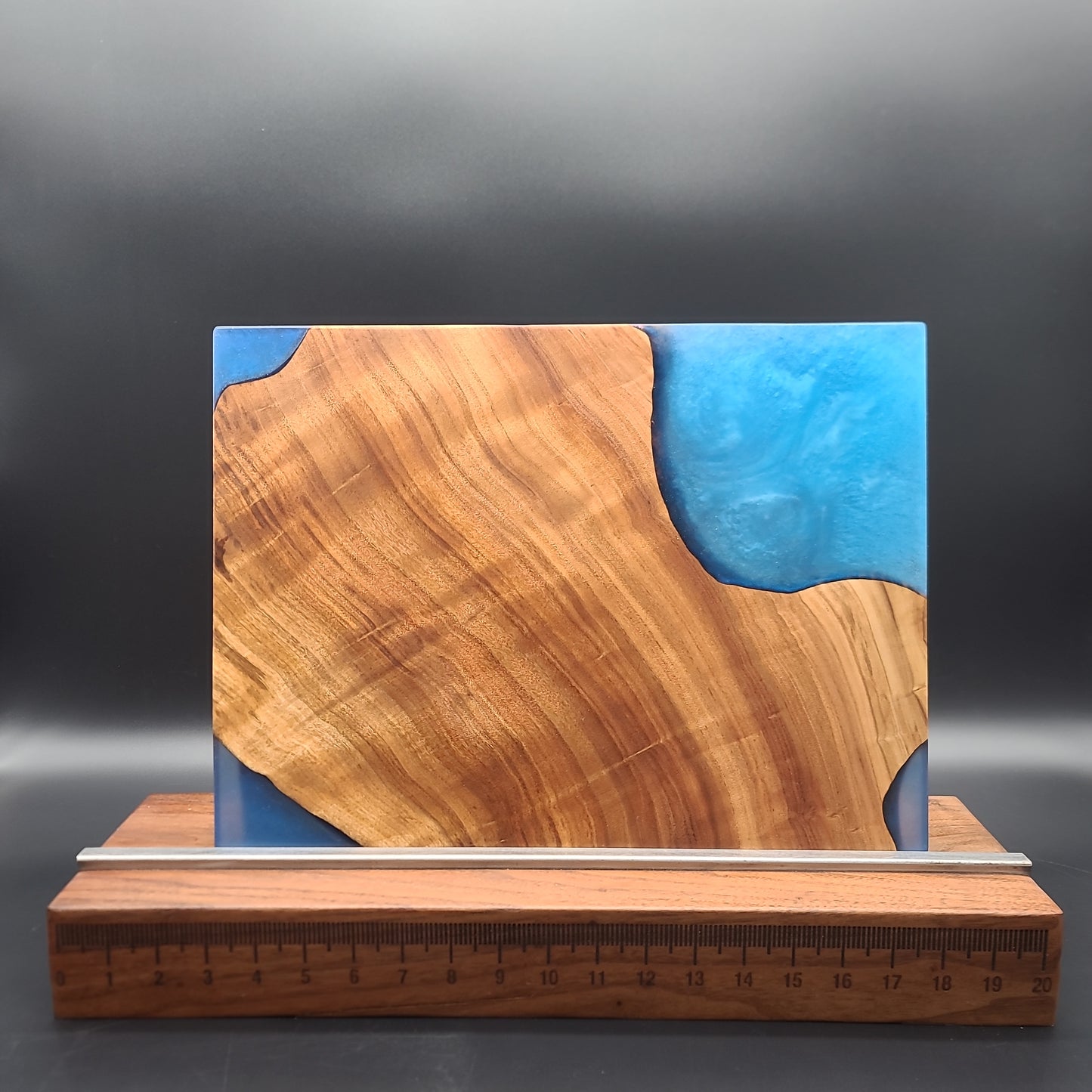 12" x 16" Exotic Wood & Blue Epoxy Resin Charcuterie Board