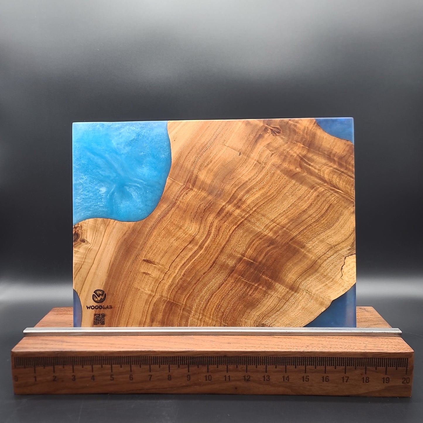 12" x 16" Exotic Wood & Blue Epoxy Resin Charcuterie Board