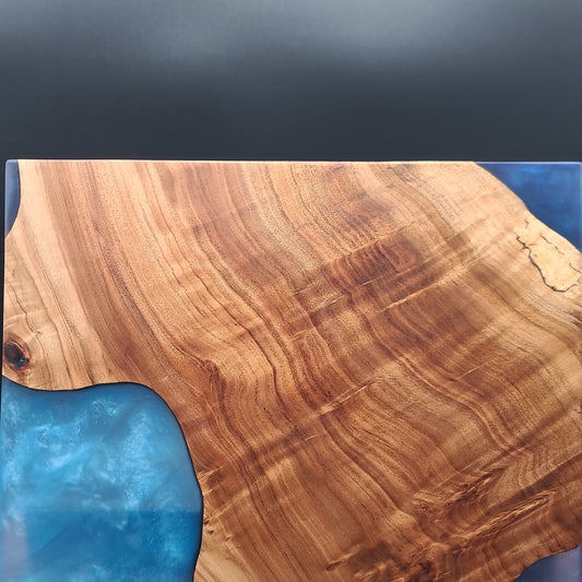 12" x 16" Exotic Wood & Blue Epoxy Resin Charcuterie Board