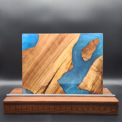 12" x 16" Exotic Wood & Blue Epoxy Resin Charcuterie Board