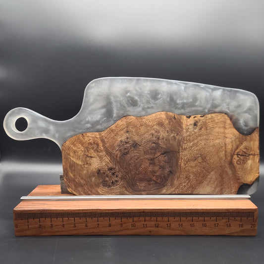 Handled Grey Waves Epoxy and Exotic Wood Charcuterie Board