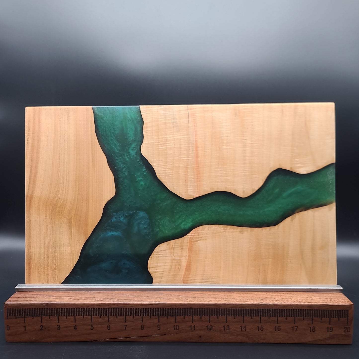 12" x 20" Elm Wood & Blue/Green Blend Epoxy Resin River Charcuterie Board