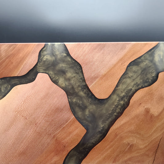 Sycamore and Olive Green Epoxy Resin 12" x 16" Charcuterie Board