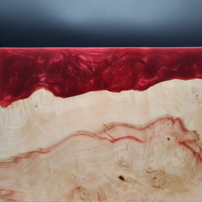 12" x 16" Box Elder Burl Wood & Red Epoxy Resin Charcuterie Board