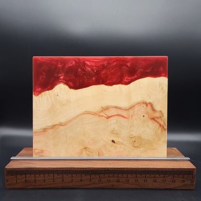 12" x 16" Box Elder Burl Wood & Red Epoxy Resin Charcuterie Board