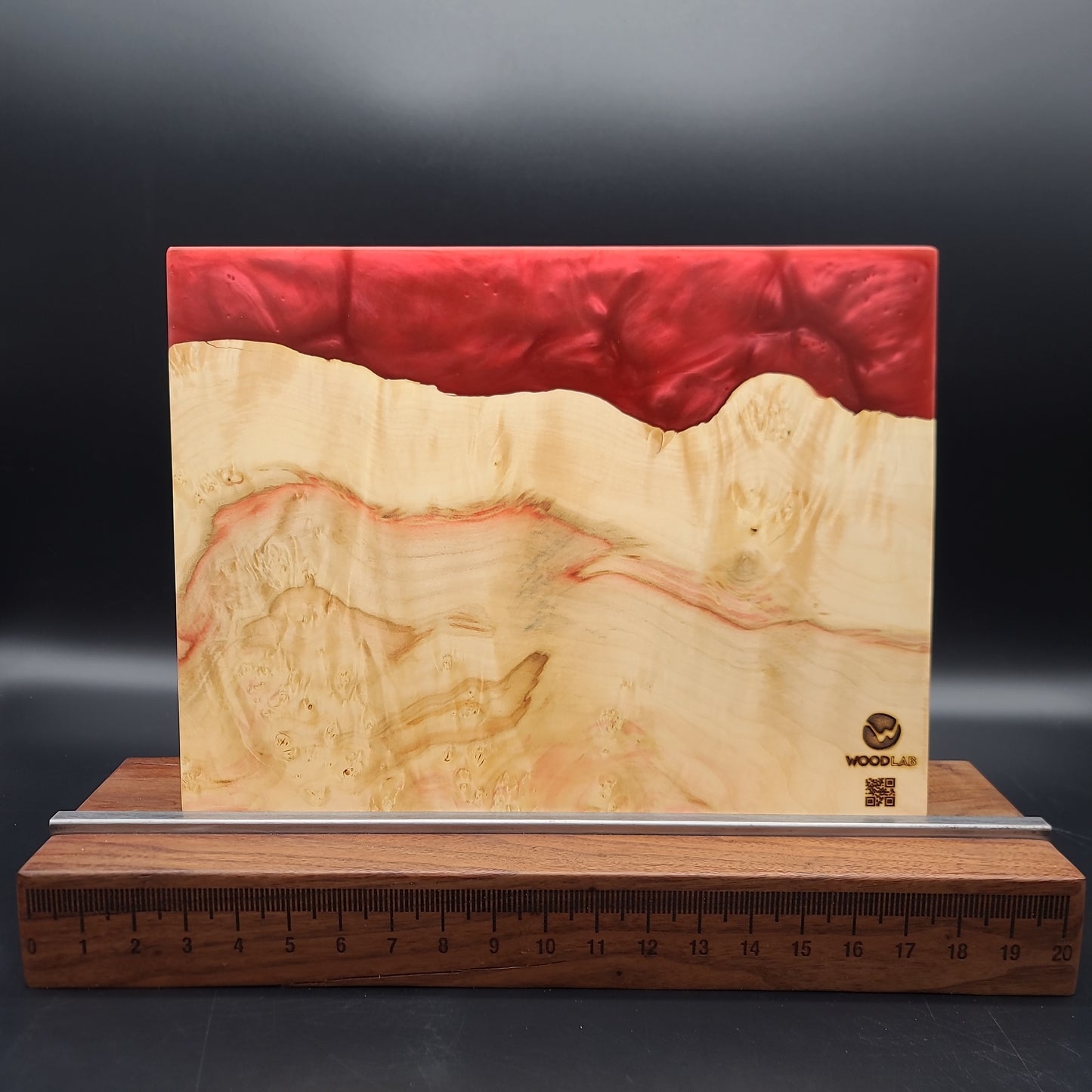 12" x 16" Box Elder Burl Wood & Red Epoxy Resin Charcuterie Board