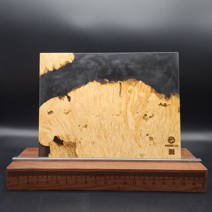 12" x 16" Exotic Wood & Smokey Black Epoxy Resin Charcuterie Board