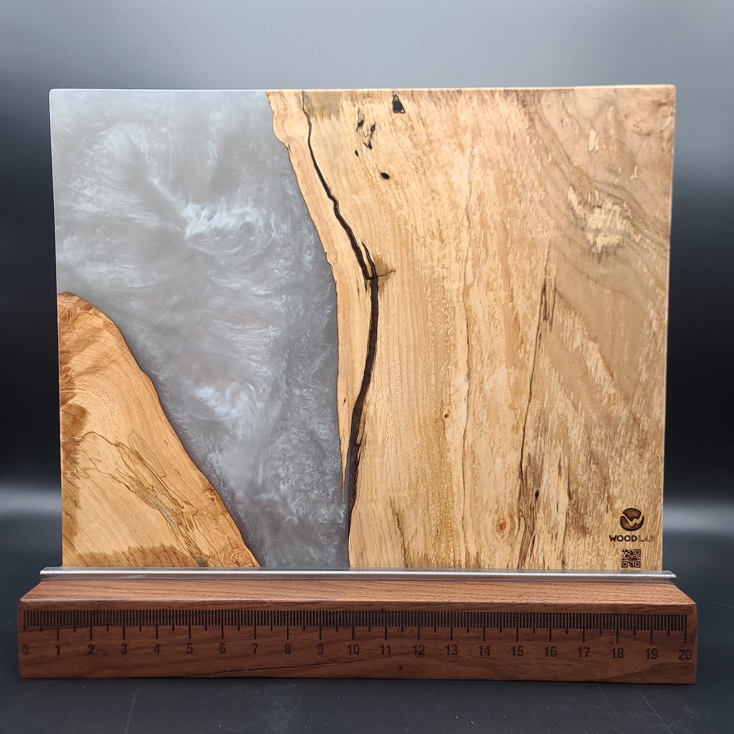 16" x 20" Spalted Maple Wood & Grey Epoxy Resin Charcuterie Board