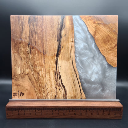 16" x 20" Spalted Maple Wood & Grey Epoxy Resin Charcuterie Board