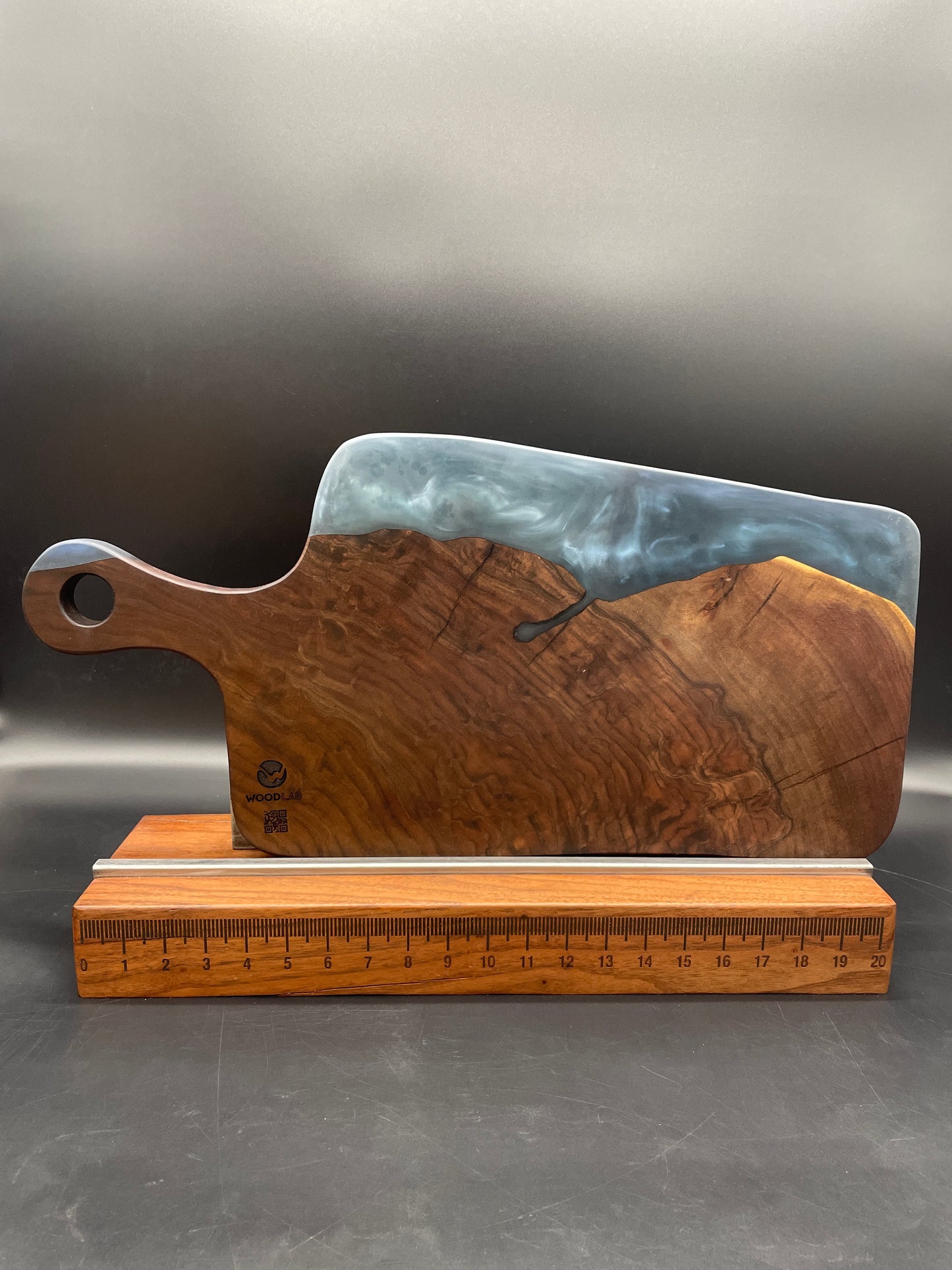 Handled Blue Epoxy and Black Walnut Charcuterie Board