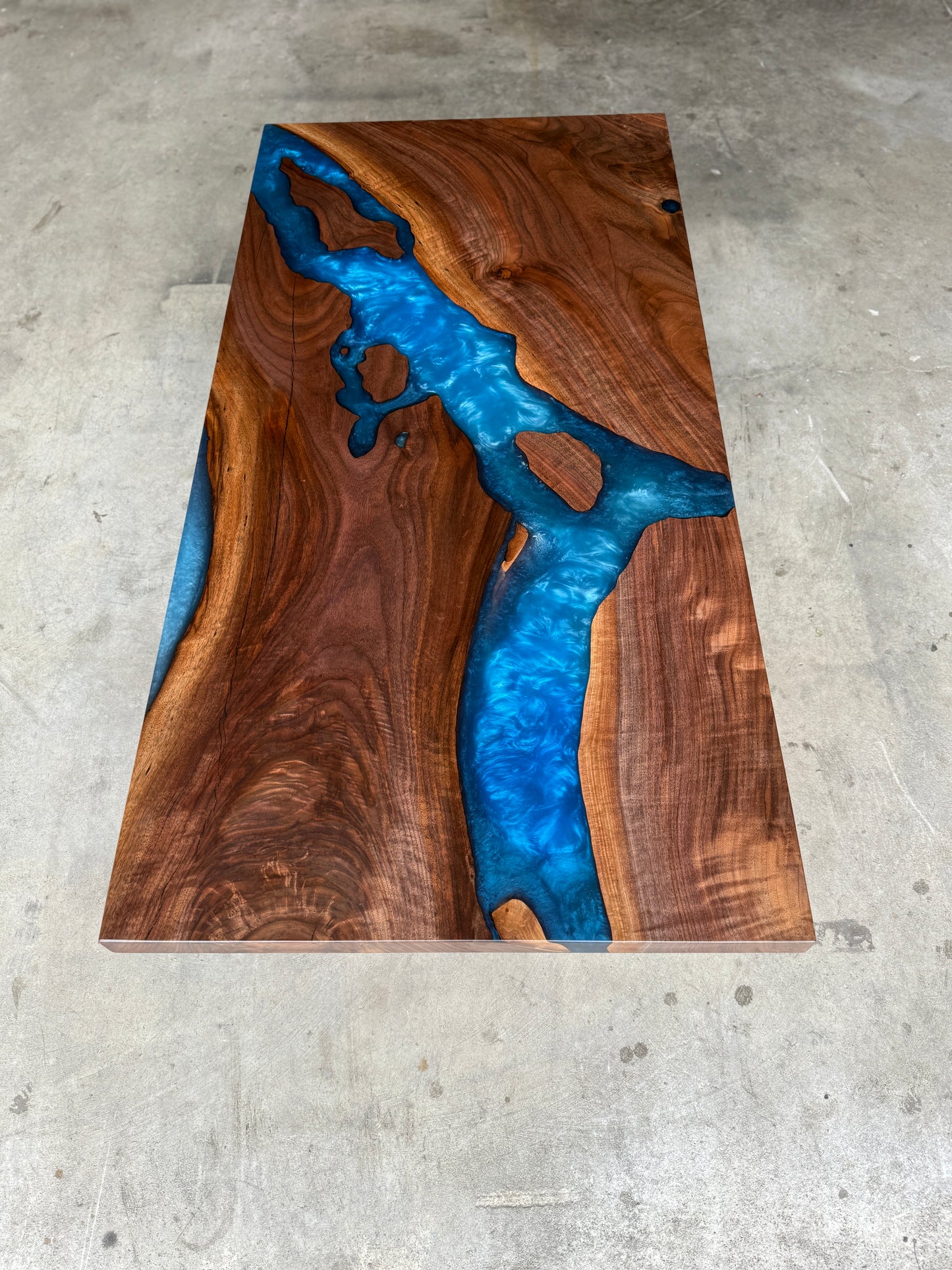 Black Walnut Multi-Blue Epoxy Resin Coffee Table