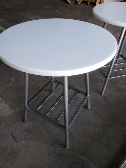 Solid White Epoxy Resin Round Side Table