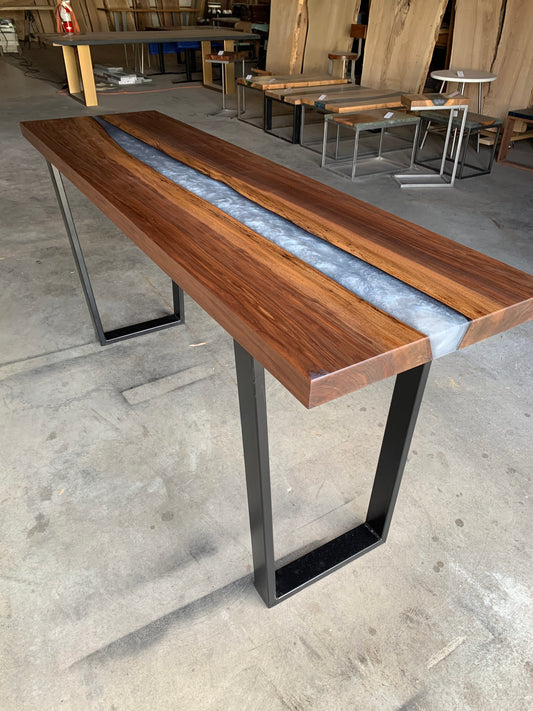 Signature Black Walnut Epoxy Resin River Console Table