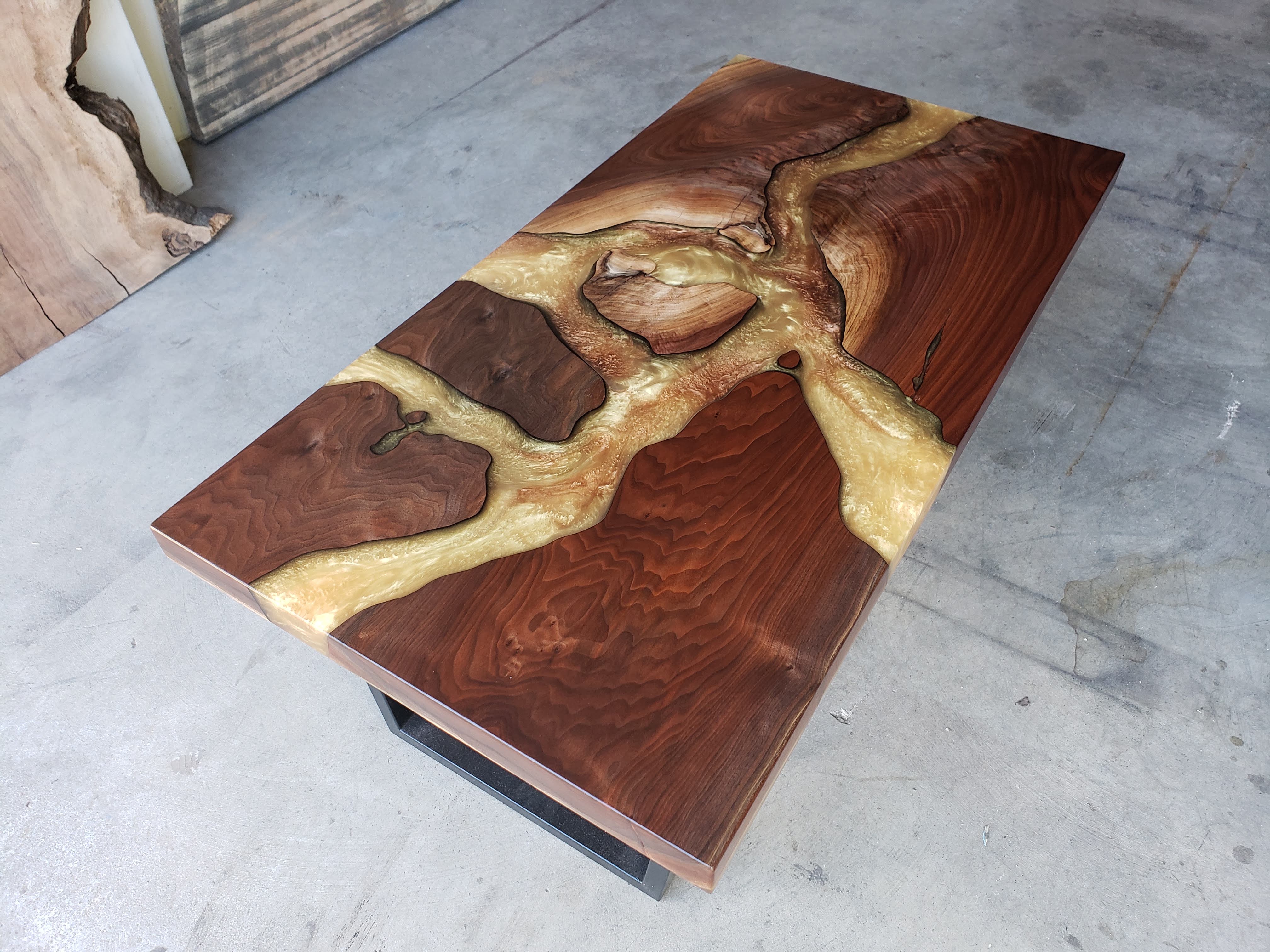 Customizable Black Walnut Epoxy River Dining Table