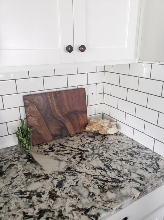 Signature Black Walnut and Espresso Epoxy Resin River Charcuterie Board