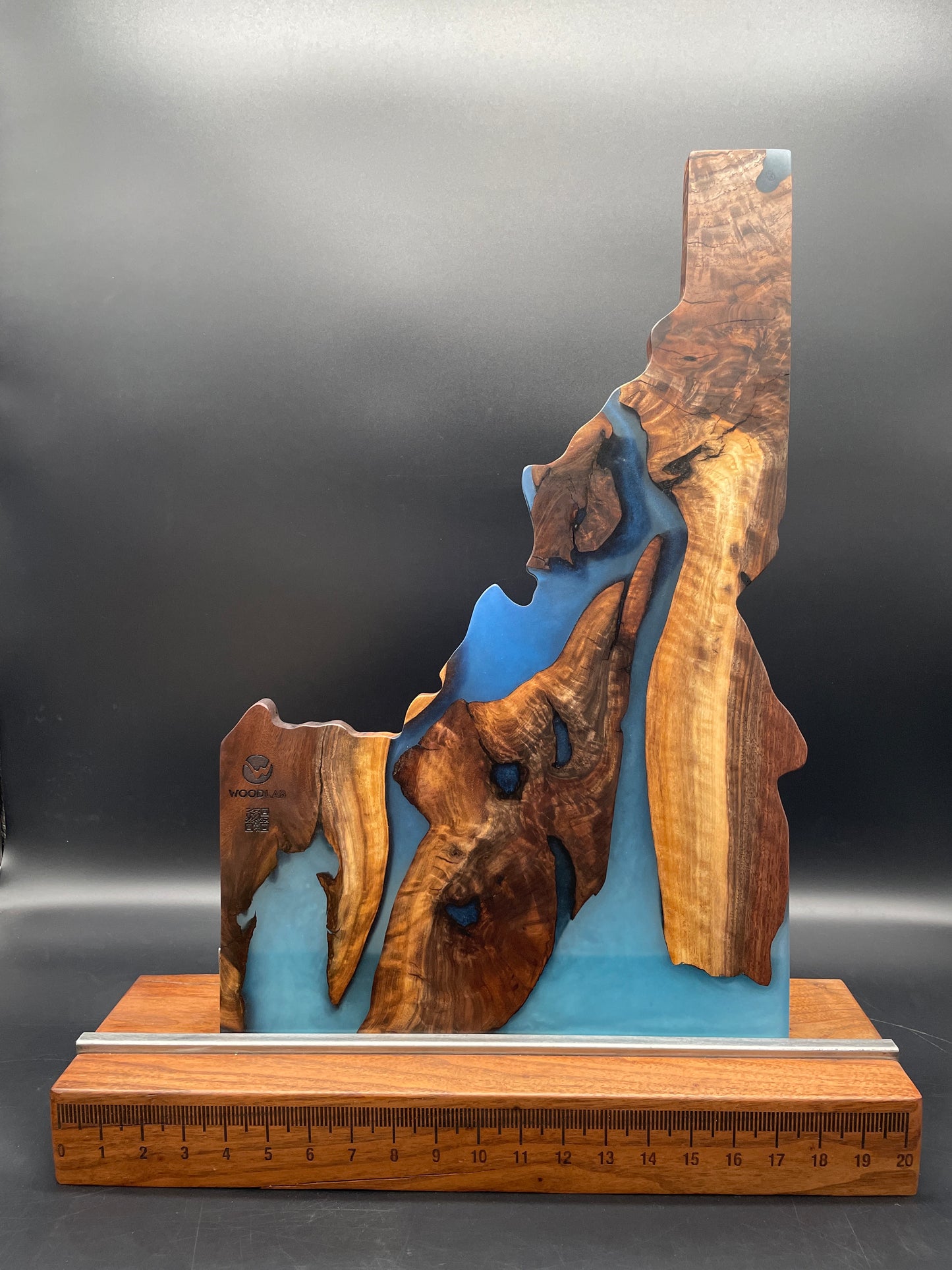 14" x 22" Handmade Black Walnut Hardwood with Multi-Blue Epoxy Resin River Idaho Charcuterie Board
