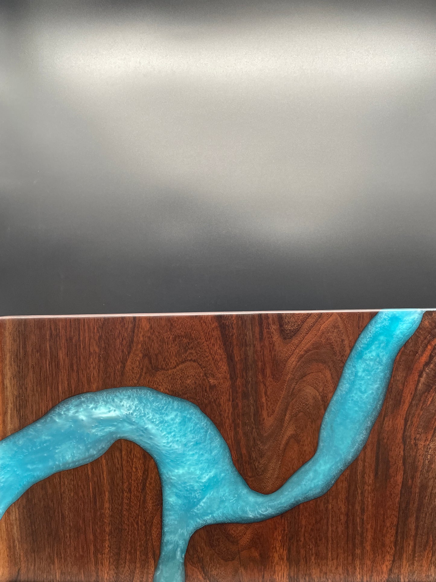 12" x 20" Black Walnut Wood & Turquoise Epoxy Resin River Charcuterie Board