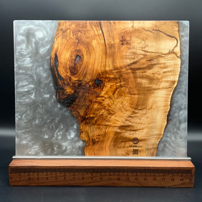 16" x 20" Spalted Maple Wood & Grey Epoxy Resin Charcuterie Board