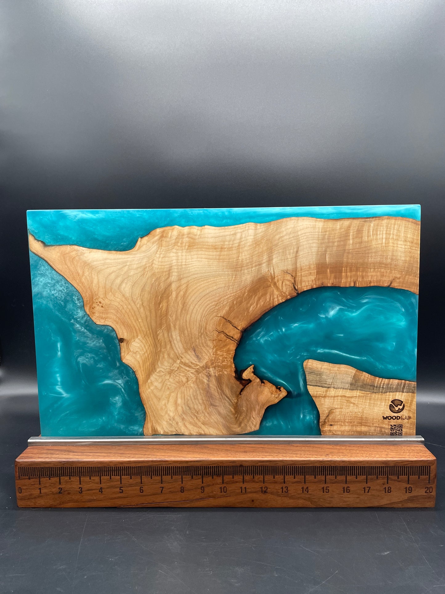 12" x 20" Maple Wood & Turquoise Epoxy Resin Charcuterie Board