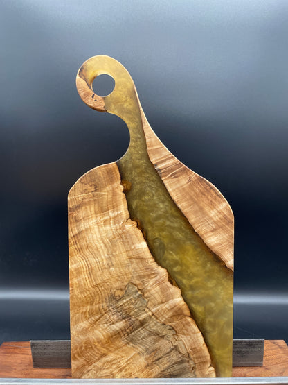 Handled Gold Epoxy and Spalted Maple Charcuterie Board