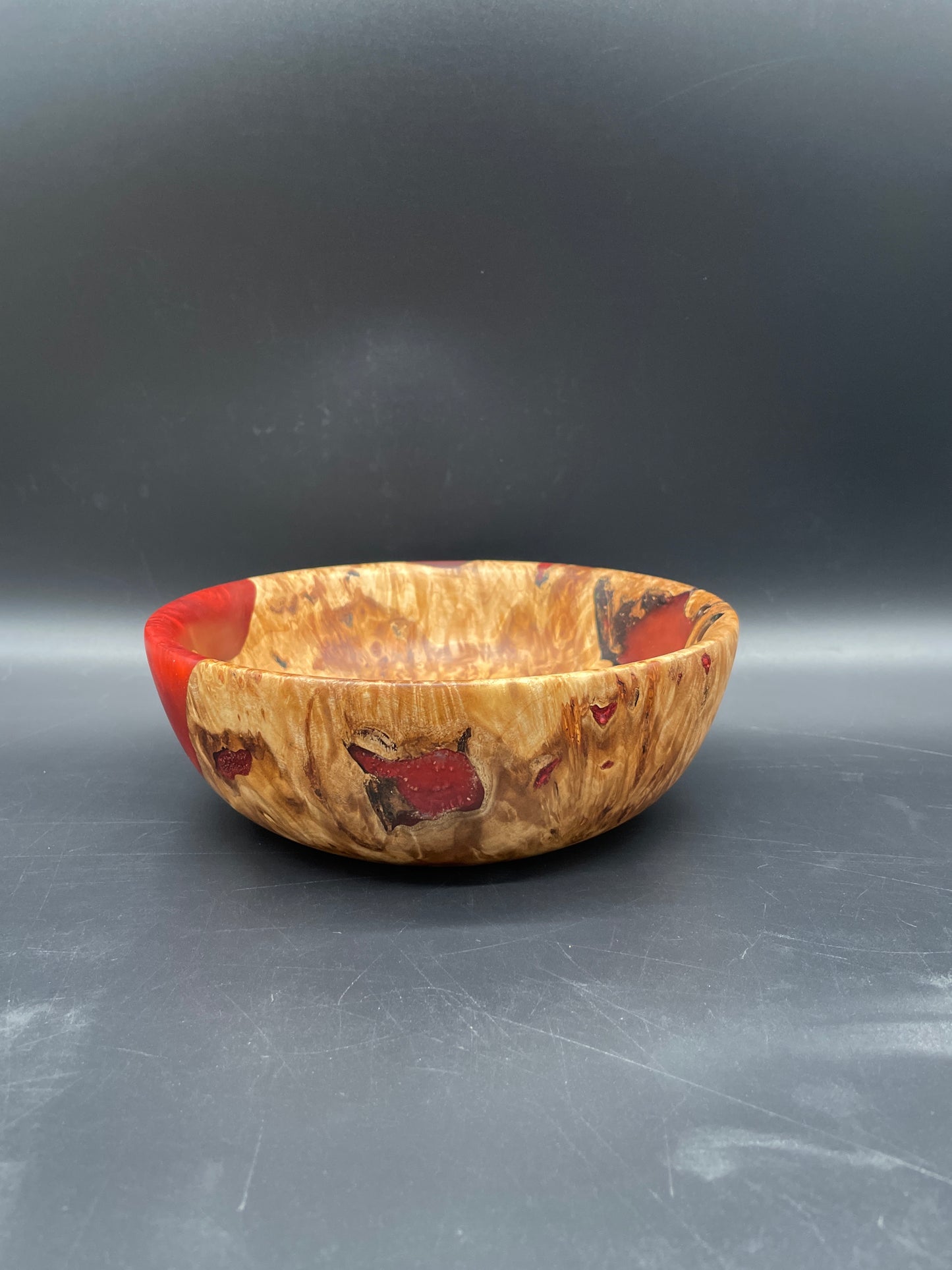 California Cottonwood Bowl with Red Epoxy