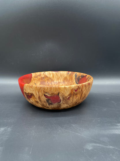 California Cottonwood Bowl with Red Epoxy