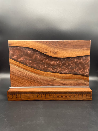 12" x 20" Black Walnut Wood & Wine Epoxy Resin River Charcuterie Board