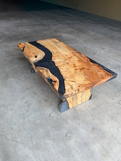 Spalted Maple Caviar Epoxy River Coffee Table