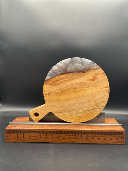 12" Round Handled Spalted Maple Hardwood Charcuterie Board