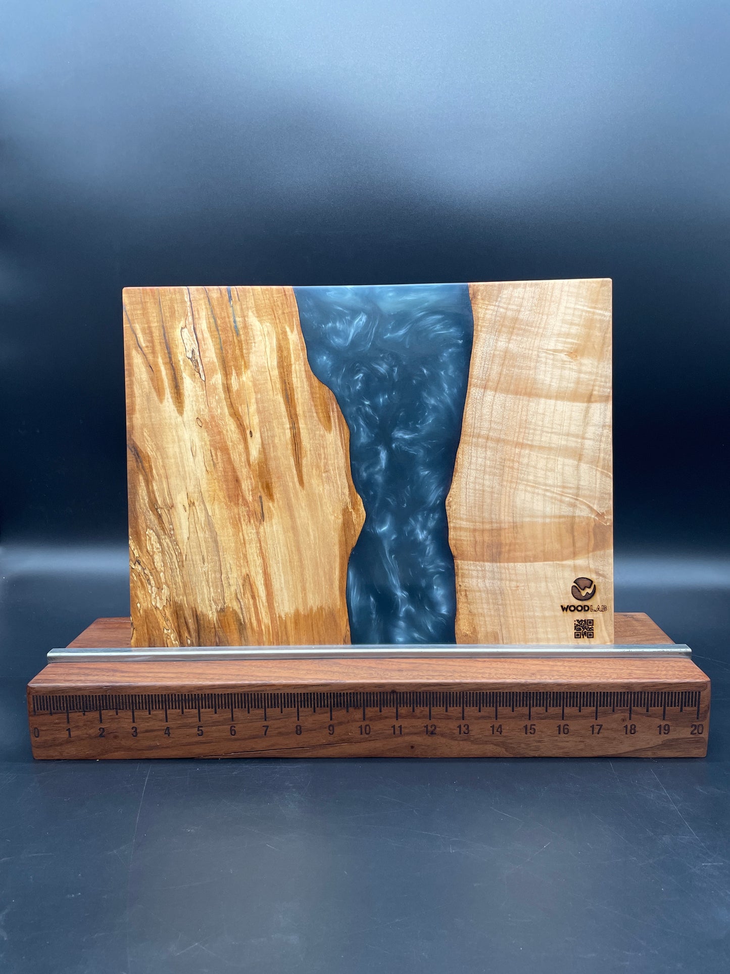 Spalted Maple and Slate Blue Epoxy Resin 12" x 16" Charcuterie Board