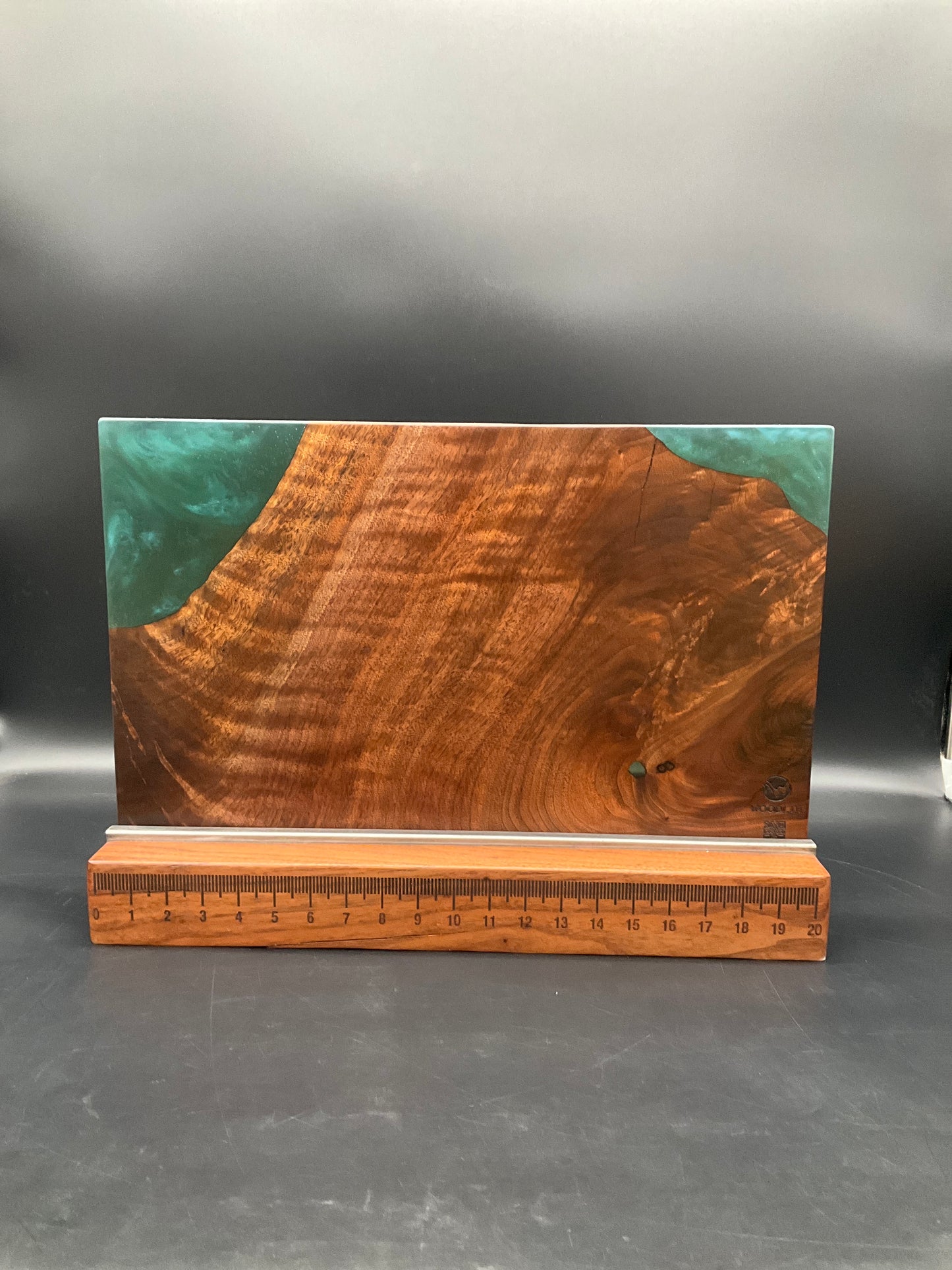 12" x 20" Black Walnut Wood & Turquoise Epoxy Resin River Charcuterie Board