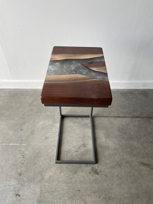 Black Walnut and Dolphin Grey Epoxy River C-Table