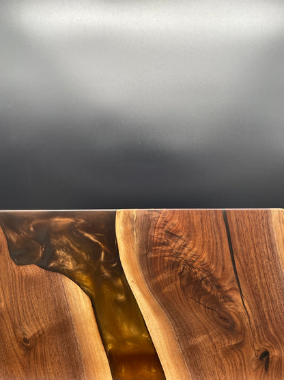 12" x 20" Black Walnut Wood & Espresso Epoxy Resin River Charcuterie Board