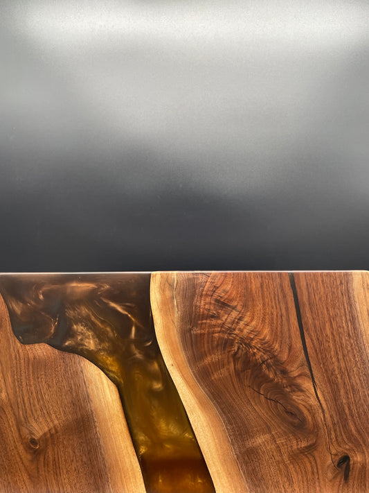 12" x 20" Black Walnut Wood & Espresso Epoxy Resin River Charcuterie Board