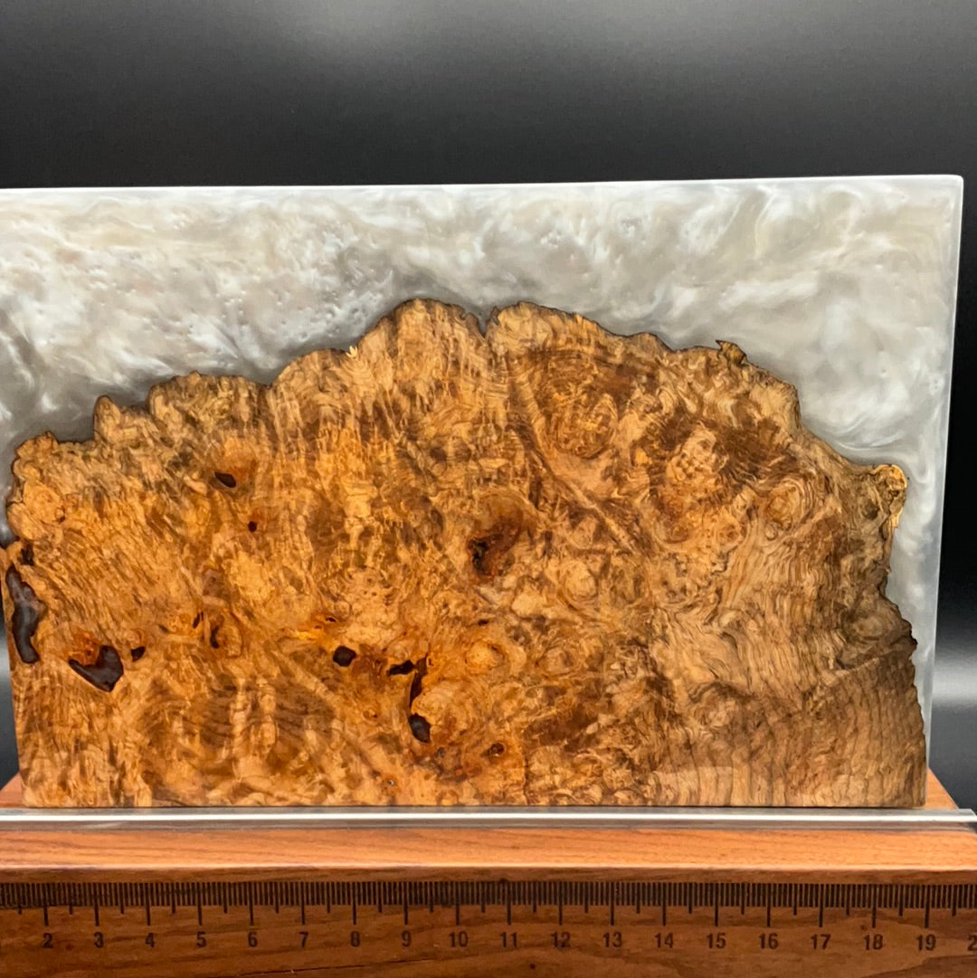 12" x 16" Bigleaf Maple Burl Wood & Epoxy Resin Charcuterie Board