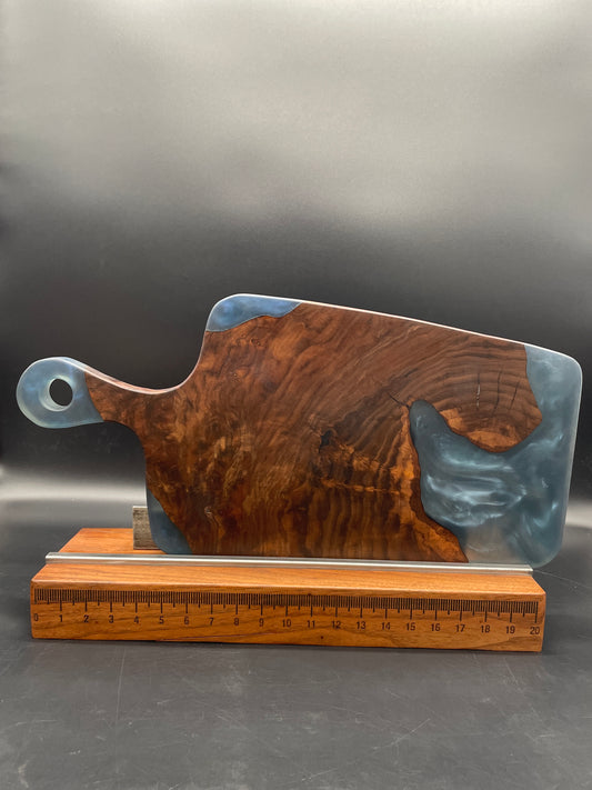 Handled Blue Epoxy and Black Walnut Charcuterie Board